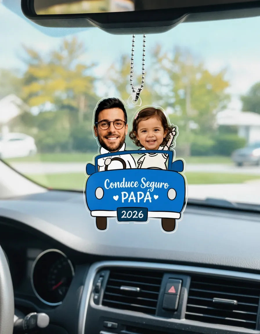 Llavero Retrovisor Personalizado con Foto - Día del Papá 2026