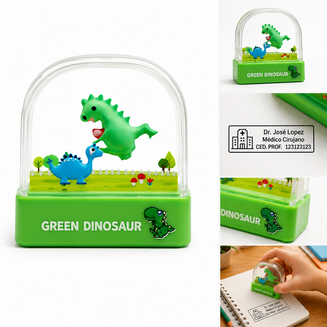 Sello Personalizado Autoentintable Dinosaur para Médico, Maestro y Oficina