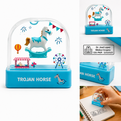 Sello Personalizado Autoentintable Trojan Horse para Médico, Maestro y Oficina