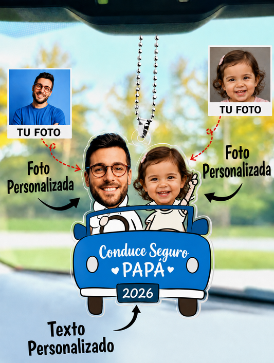 Llavero Retrovisor Personalizado con Foto - Día del Papá 2026
