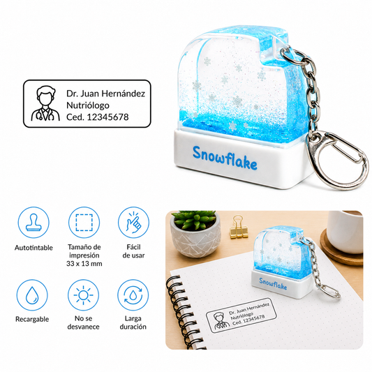 Sello Personalizado Autoentintable Snowflake Llavero