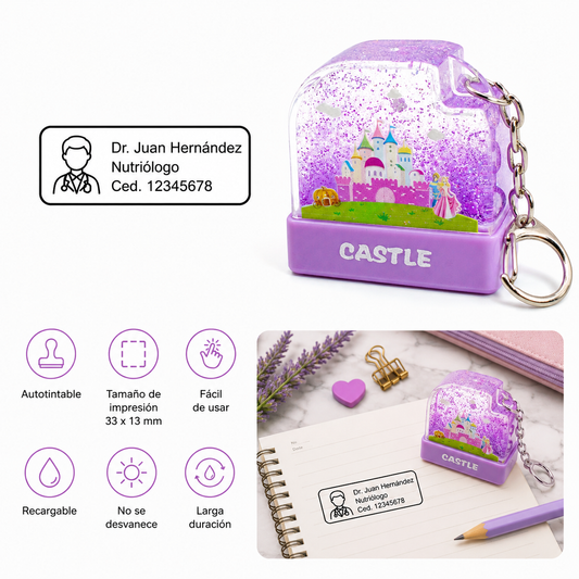 Sello Personalizado Autoentintable Castillo Llavero