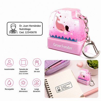 Sello Personalizado Autoentintable Grow Fonder Llavero