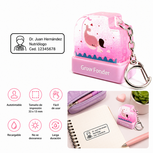 Sello Personalizado Autoentintable Grow Fonder Llavero