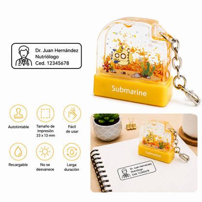 Sello Personalizado Autoentintable Submarino Llavero