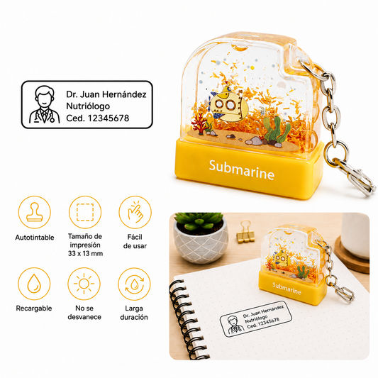 Sello Personalizado Autoentintable Submarino Llavero