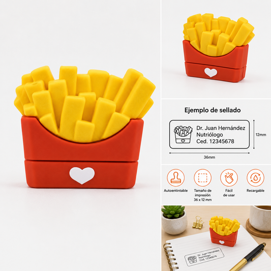 Sello Personalizado Autoentintable Papas fritas