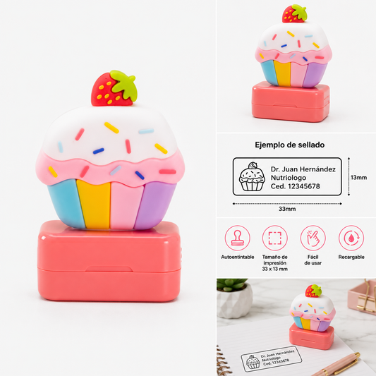 Sello Personalizado Autoentintable Cupcake