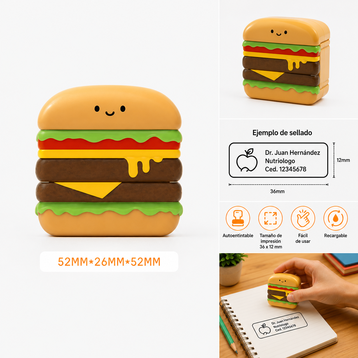 Sello Personalizado Autoentintable Hamburguesa